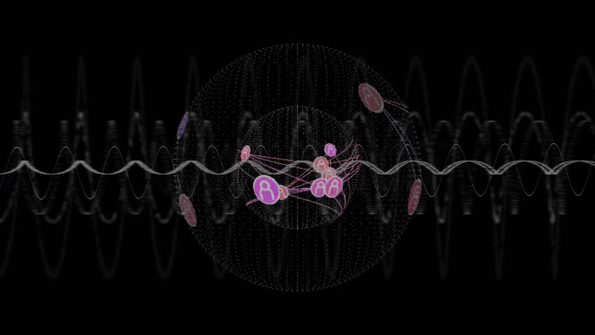 Network sphere rotating, waveform driving nodes pulsing, links rerouting to show emerging hub. Globe, mesh, dots, connections, neon, glow, digital - Powered by Shutterstock - Get 15% off with code: PIKWIZARD15