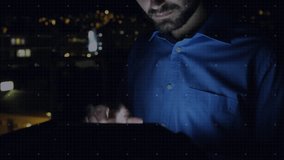 Male tech analyst standing by glass, tapping HUD and updating bar and line charts for analysis. Holographic, circular, interface, man, data, visualization, gestures - Powered by Shutterstock - Get 15% off with code: PIKWIZARD15