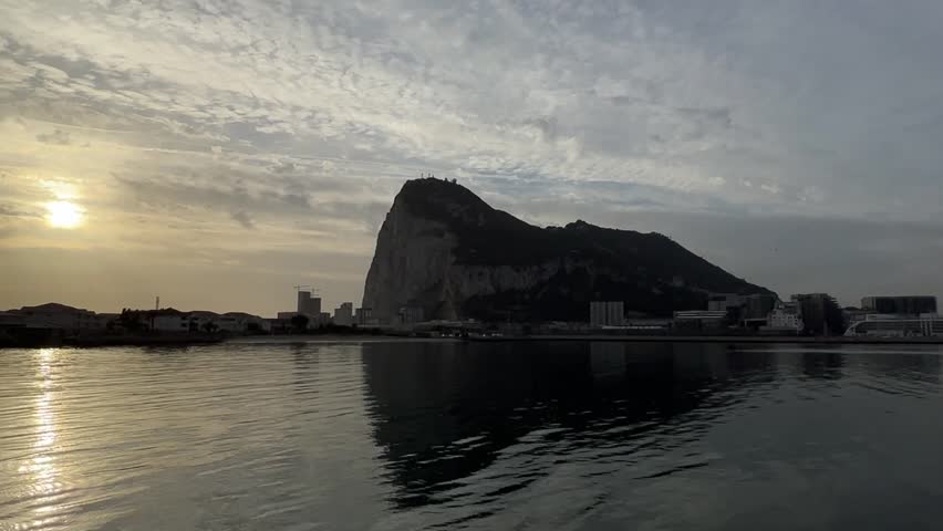 Sunset seeing the rock in Gibraltar from La Linea de La Concepcion in Spain
