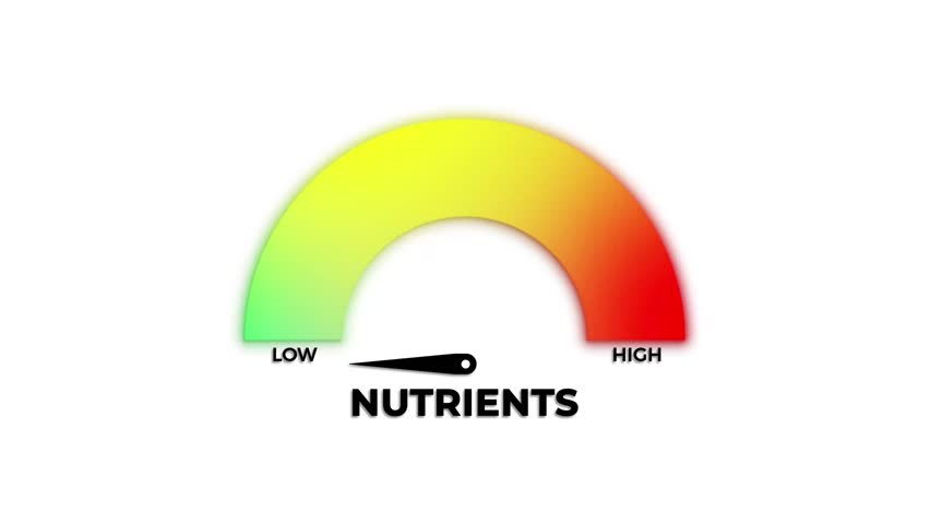 Nutrients meter gauge animation on white and black backgrounds