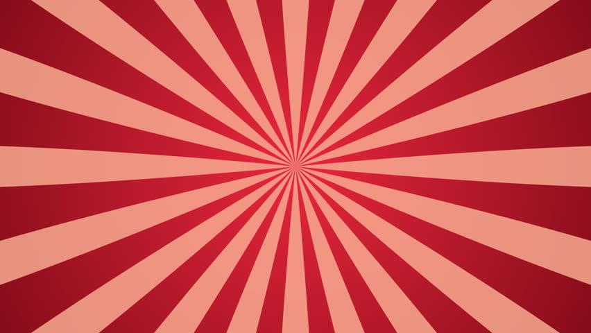 Sunbeam backdrop looping, abstract bright retro red background with sunburst rays or stripes radiating from center for design template, 4K Horizontal