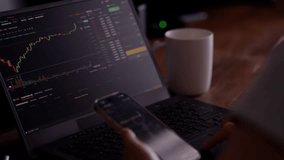 Trading Cryptocurrency And Stocks. Investor Analyzing Financial Market Charts And Data Graphics. Digital Finance And Online. Crypto Exchange Wealth Management. Global Market Analysis Online Brokerage - Powered by Shutterstock - Get 15% off with code: PIKWIZARD15