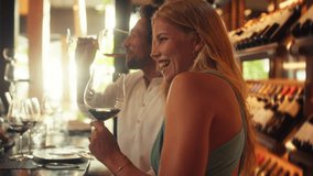 A couple enjoys an exclusive wine tasting experience in a private room. They share laughter and romantic moments while savoring fine red wine, creating a memorable and luxurious evening. - Powered by Shutterstock - Get 15% off with code: PIKWIZARD15