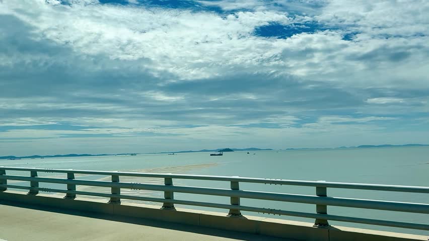 Skyscraper Skyline View from Highway Bridge Near Incheon Airport, South Korea
