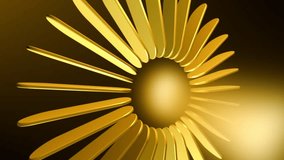 A looping 3D abstract sci-fi animation where golden, blade-like shapes rotate around a glowing core, creating a radiant sunburst that feels dynamic with its constant, fluid motion - Powered by Shutterstock - Get 15% off with code: PIKWIZARD15