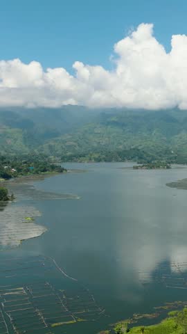 Lake Sebu in South Cotabato, beautiful landsape with mountain rainforest. Mindanao, Philippines. Vertical view.