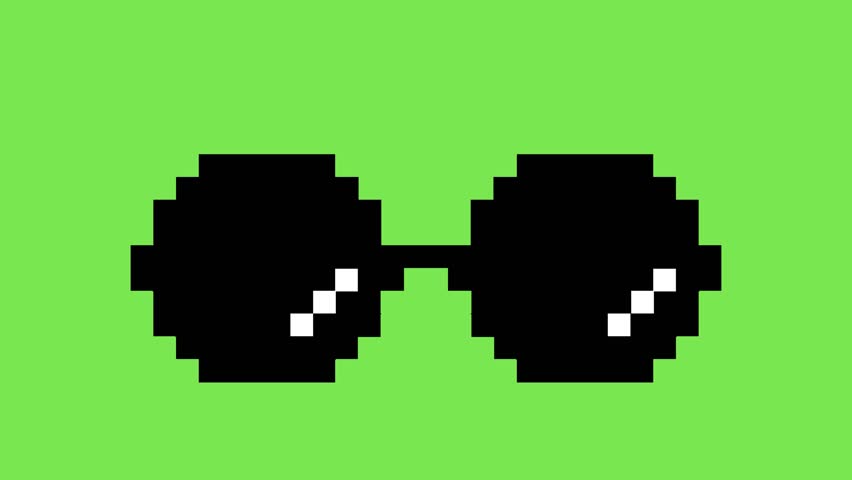 Pixel Art Sunglasses on Green Background A Retro Accessory