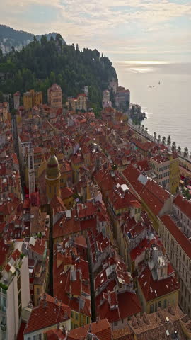  Aerial view of the historical cityscape. Nice, France, French Riviera