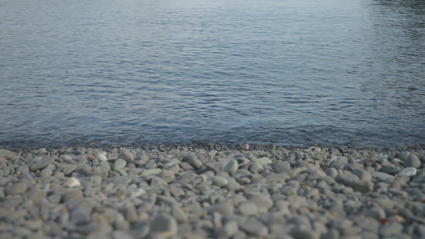 Wide Scenic View of Pebble and Rock Beach on Lake Superior North Shore