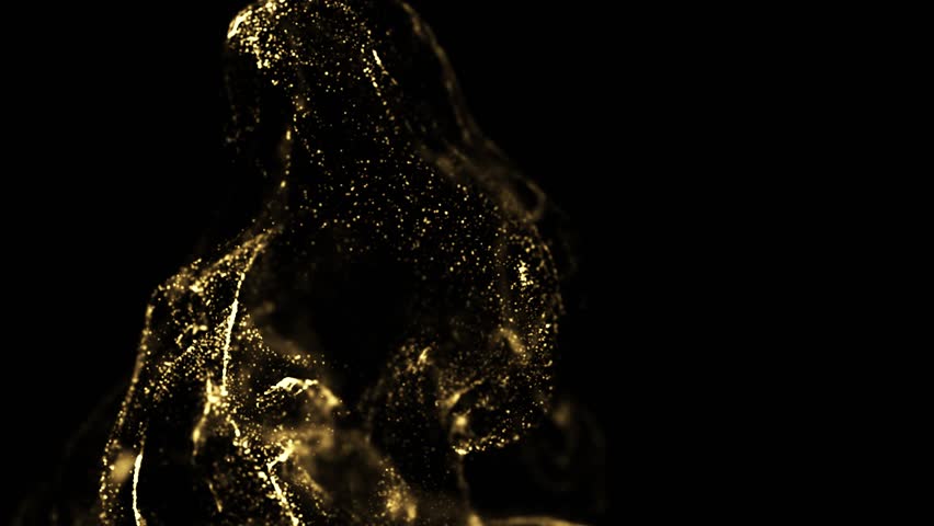 Golden particles moving in slow motion on black background 4k footage, Gold litters footage, particles moving footage, gold glitters footage, particles explosion. Animation video transparent backgroun