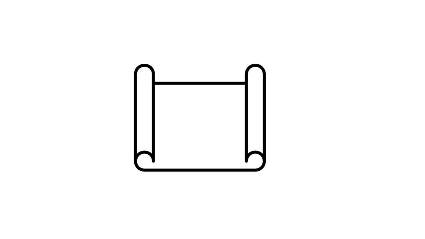 Pen is drawn on a scroll of paper. animation icon video