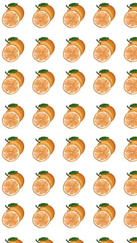 A visually refreshing vertical motion graphic featuring a repeating design of horizontally sliced watercolor orange halves, perfect for healthy living mobile content or clean story transitions.