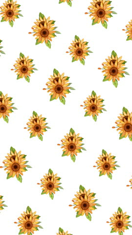 A striking vertical motion graphic featuring a sparse arrangement of large watercolor sunflowers with visible seed centers, perfect for a bold mobile banner or event story backdrop.