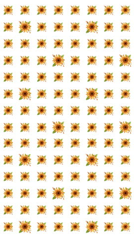 A gentle vertical motion graphic featuring a sparse, column based arrangement of small watercolor sunflowers on a white field, suitable for mobile wedding invitations or feminine stories.