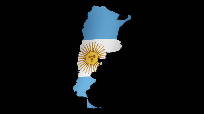 Looping animation of the Argentina flag as a map with a transparent background in 4K format