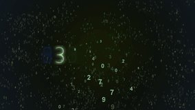 Digital Data Stream Of Numbers, Countdown Neon Green On Dark Background. Abstract digital artwork featuring cascading numbers and glowing digits in green hues, evoking data flow - Powered by Shutterstock - Get 15% off with code: PIKWIZARD15