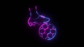 a neon-style graphic depicting a soccer (association football) boot stepping on a football. The design is available as a physical neon sign.  - Powered by Shutterstock - Get 15% off with code: PIKWIZARD15