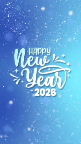 Happy new year 2026 Animation with colorful fireworks perfect for festive social media posts, banners, invitations, and greeting cards. vertical video