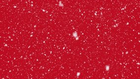 Animation of snow falling in seamless loop over red background. winter, Christmas, tradition and celebration concept 4k seamless loop - Powered by Shutterstock - Get 15% off with code: PIKWIZARD15
