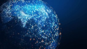 Global blockchain network, bitcoin nodes, digital finance background, cryptocurrency technology, data flow sphere, decentralized finance concept, fintech cyber world - Powered by Shutterstock - Get 15% off with code: PIKWIZARD15