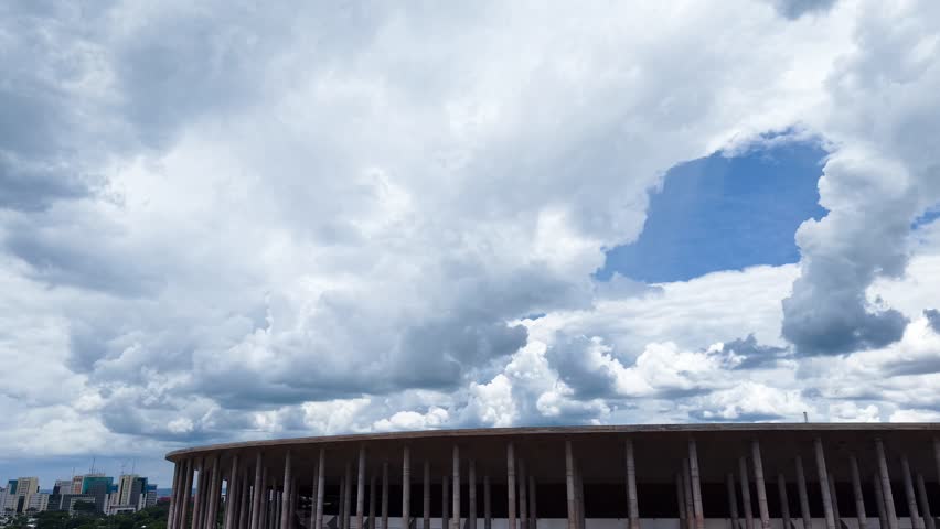 Aerial views of Mane Garrincha National Stadium in Brasília, Federal District, Brazil