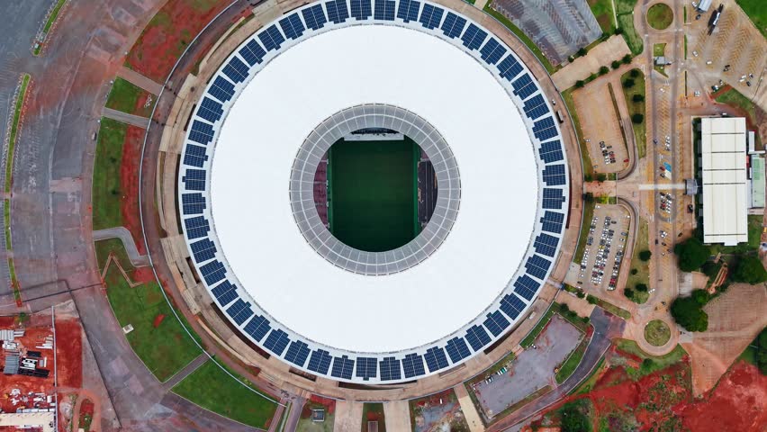 Aerial views of Mane Garrincha National Stadium in Brasília, Federal District, Brazil
