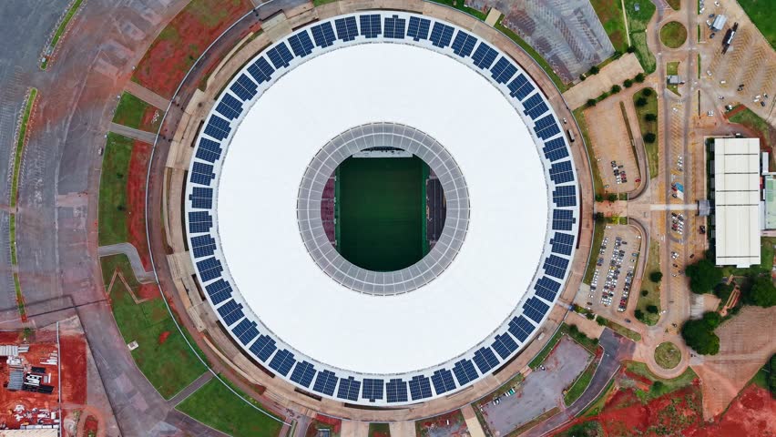 Aerial views of Mane Garrincha National Stadium in Brasília, Federal District, Brazil