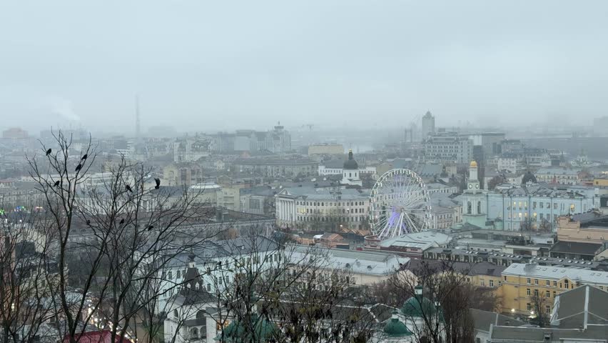Kyiv city urban skyline of capital of Ukraine. 