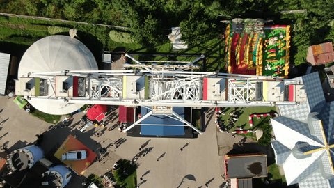 Aerial View of Skazka Amusement Park Ferris Wheel in Moscow