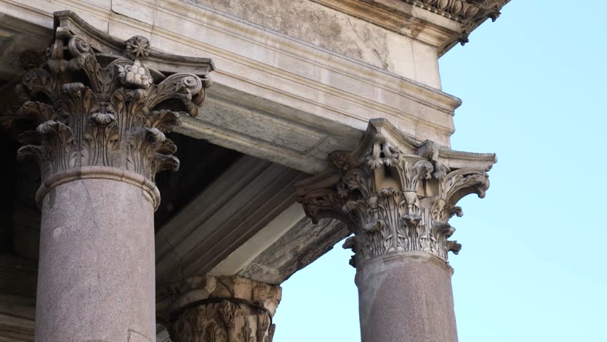 architecture pantheon temple rome big giant pillars focuses massive columns their design closeup side front view detailed monumental