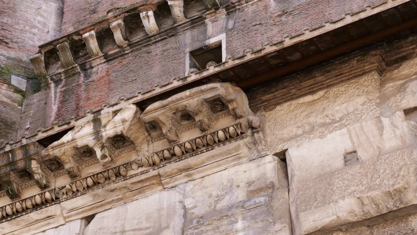 tilted bottom marble red brick walls pantheon temple rome design to up close top view italy romans roman empire church closeup details architectural