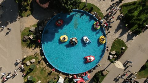 Aerial View of Round Pool at Skazka Amusement Park, Moscow