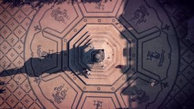 Drone shot captures an old town square as glowing digital lines trace dynamic paths through the surrounding streets, symbolizing modern technologys integration into urban infrastructure - Powered by Shutterstock - Get 15% off with code: PIKWIZARD15