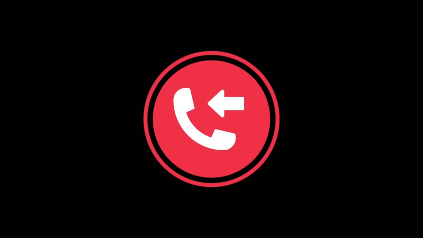 Incoming Red Phone motion symbol. Red Animation graphic of an incoming telephone call or telephone communication symbol interface.