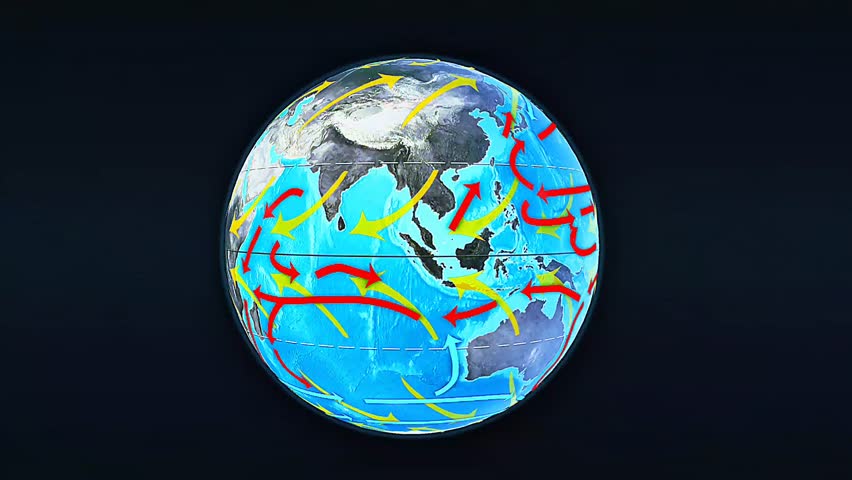 3d animation of ocean currents cylindrical view showing global circulation, vertical pathways, and climate regulation