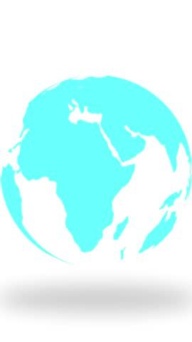 Cyan Silhouette of Earth Globe Showing Americas on White Background with Shadow world planet