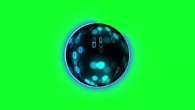 Futuristic digital sphere animation with binary code numbers on green screen. Black energy ball with glowing blue digits for cyber security, matrix data, and technology hud concept. - Powered by Shutterstock - Get 15% off with code: PIKWIZARD15