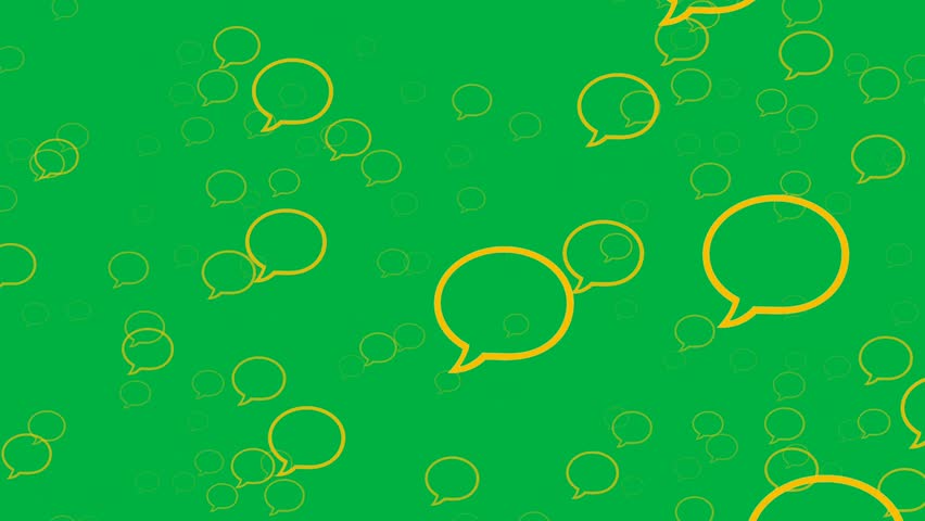 Seamless Looping Rain of Yellow Speech Bubble Icons Animation on Green Screen