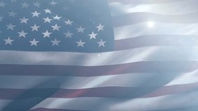 American flag with network of connections animation over clouds in background. Patriotism, technology, digital, cloud computing, connectivity, innovation - Powered by Shutterstock - Get 15% off with code: PIKWIZARD15