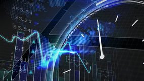 Digital animation of financial data with world map overlay in glowing blue graphs. Finance, analytics, global, economic, stock, investment - Powered by Shutterstock - Get 15% off with code: PIKWIZARD15