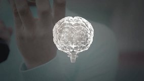 woman holding tennis ball on court while technology showcasing holographic brain and neural network. Futuristic, innovation, neuroscience, connectivity, technology, vibrant, active - Powered by Shutterstock - Get 15% off with code: PIKWIZARD15