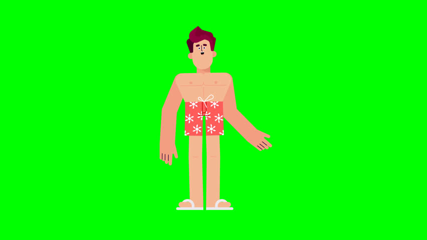 3D beach guy green screen talking animation for presentations, marketing, explainer videos, and digital content.
