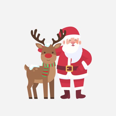 Santa Claus with Reindeer Vector Animation for Christmas