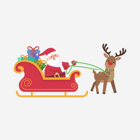 Santa Claus with Sled Vector Animation for Christmas