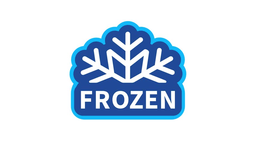 Frozen animation label. Low temperature animation icon