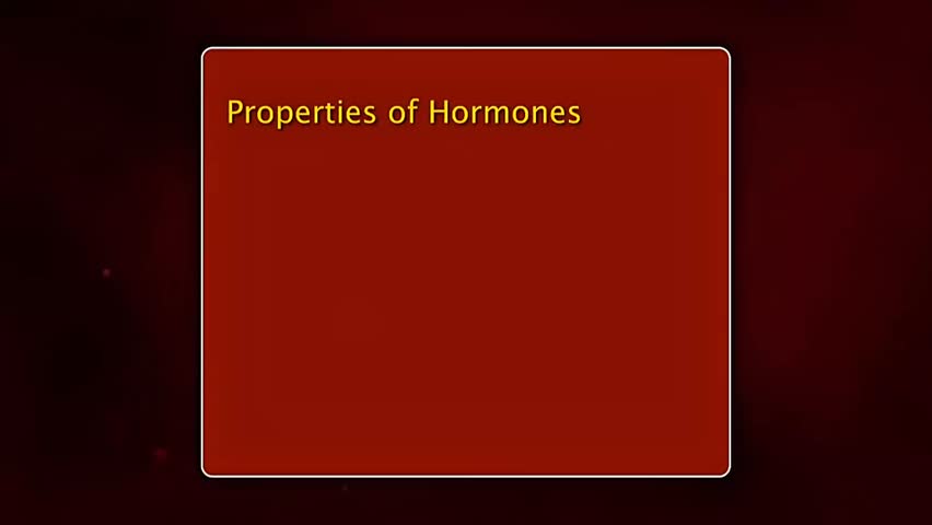 3d animation showing properties of hormones including solubility, stability, specificity, and regulation.