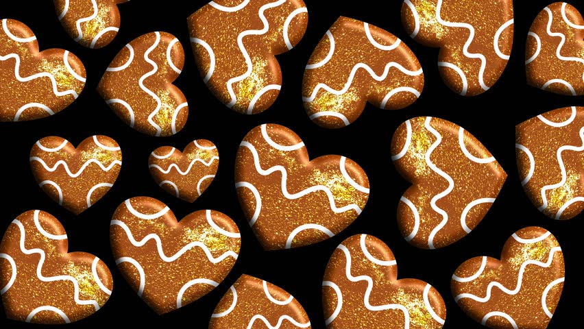 Warm golden hearts repeating across glossy dark background