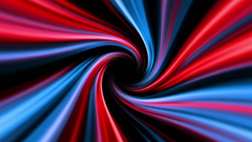 Energetic red and blue spiral motion background with swirling neon light trails creating a hypnotic vortex effect, ideal for sci-fi visuals, audio reactive loops, digital art, futuristic intros, and c