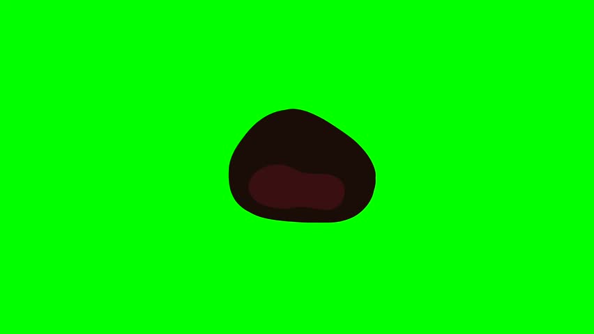 Cartoon talking simply mouth or funny face for side green screen insert, chroma key green screen motion graphics stock video 3D animation. Ultra high resolution.