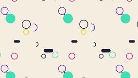 Playful abstract pattern of animated colorful geometric circles and lines moving seamlessly creating a retro - Powered by Shutterstock - Get 15% off with code: PIKWIZARD15